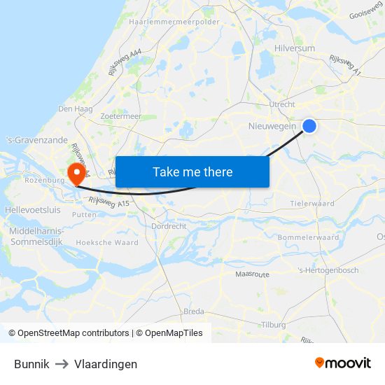 Bunnik to Vlaardingen map