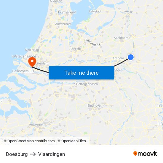 Doesburg to Vlaardingen map