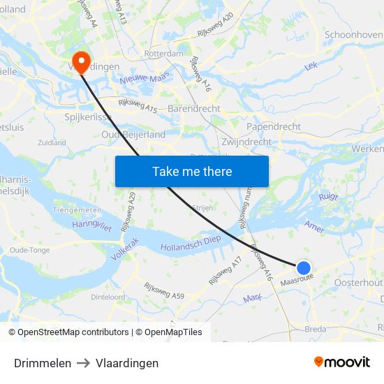 Drimmelen to Vlaardingen map