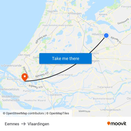 Eemnes to Vlaardingen map