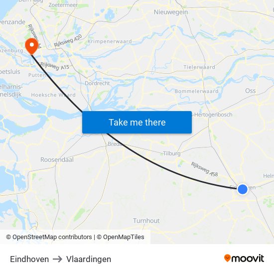 Eindhoven to Vlaardingen map