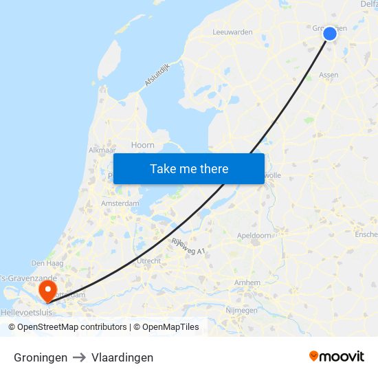 Groningen to Vlaardingen map