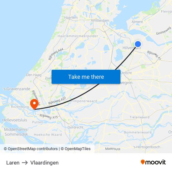 Laren to Vlaardingen map
