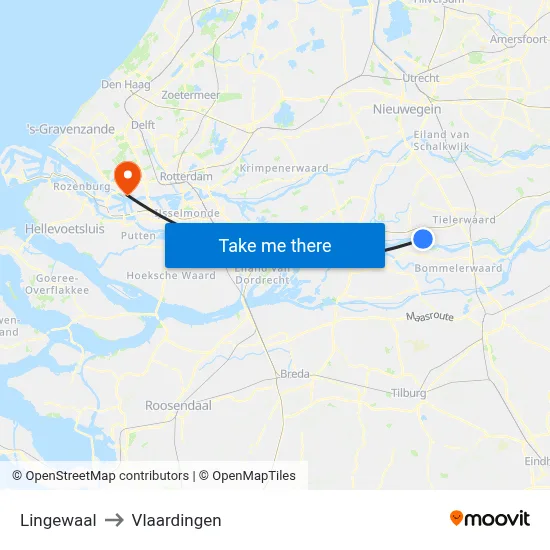 Lingewaal to Vlaardingen map