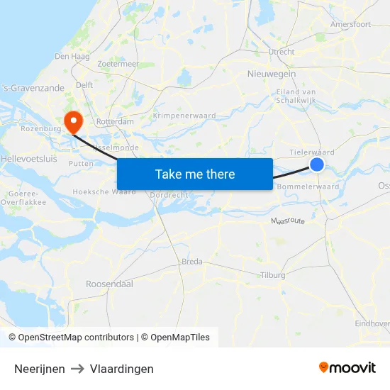 Neerijnen to Vlaardingen map