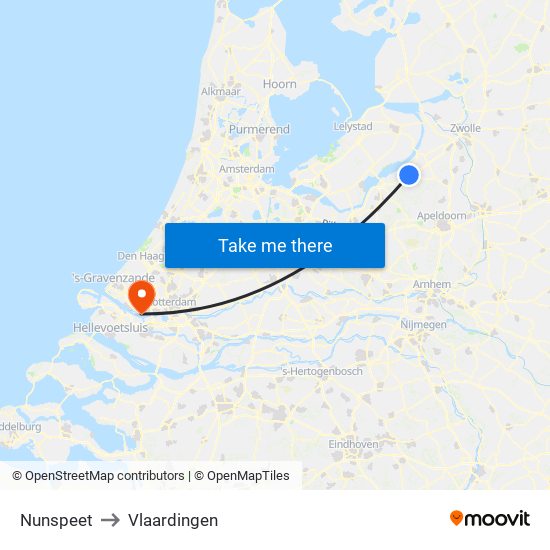 Nunspeet to Vlaardingen map