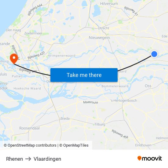 Rhenen to Vlaardingen map