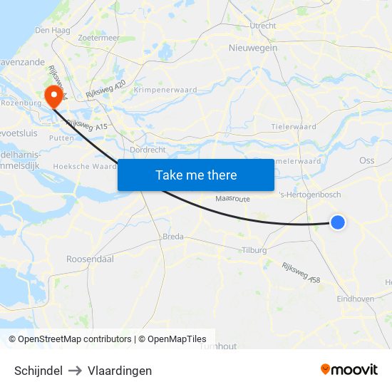 Schijndel to Vlaardingen map
