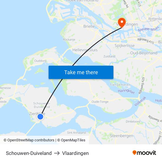 Schouwen-Duiveland to Vlaardingen map