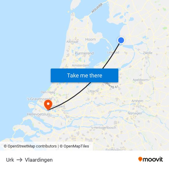 Urk to Vlaardingen map