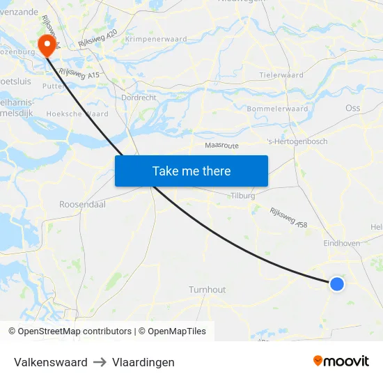 Valkenswaard to Vlaardingen map