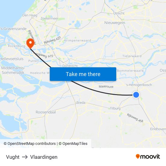 Vught to Vlaardingen map