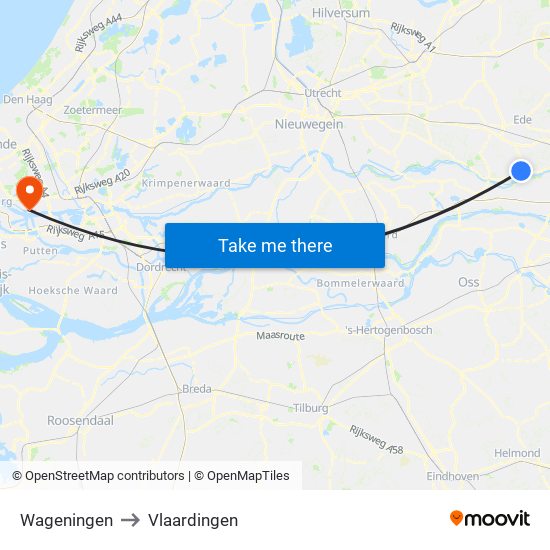 Wageningen to Vlaardingen map