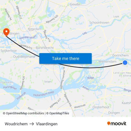 Woudrichem to Vlaardingen map