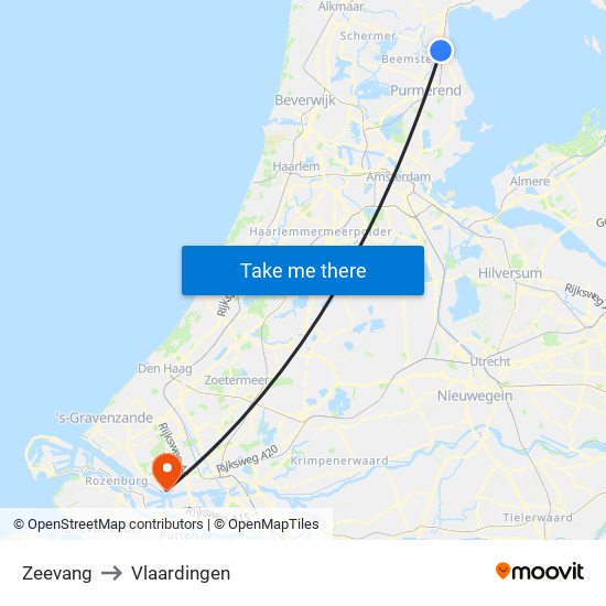 Zeevang to Vlaardingen map