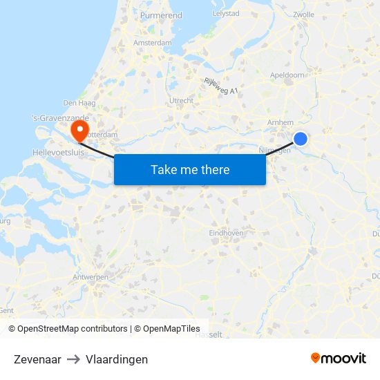 Zevenaar to Vlaardingen map
