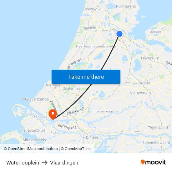 Waterlooplein to Vlaardingen map