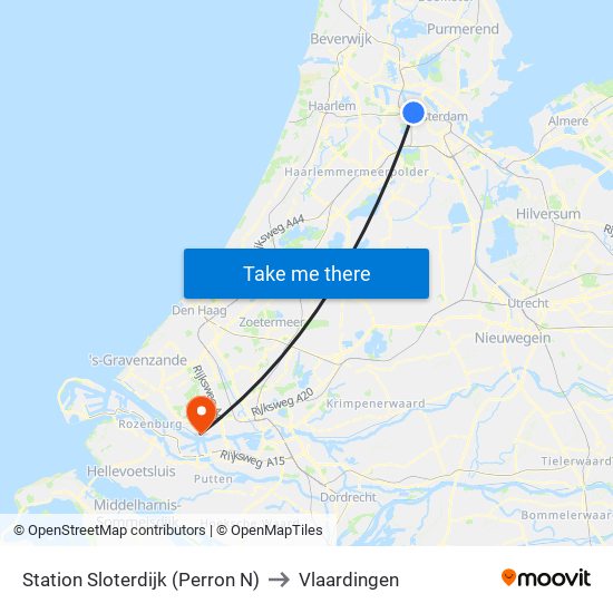 Station Sloterdijk (Perron N) to Vlaardingen map