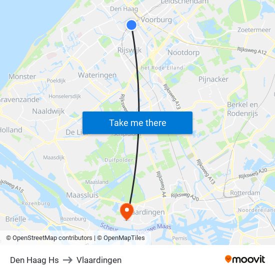 Den Haag Hs to Vlaardingen map