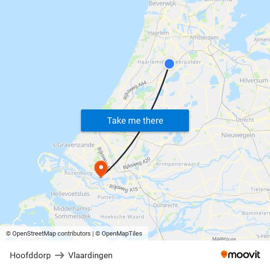 Hoofddorp to Vlaardingen map