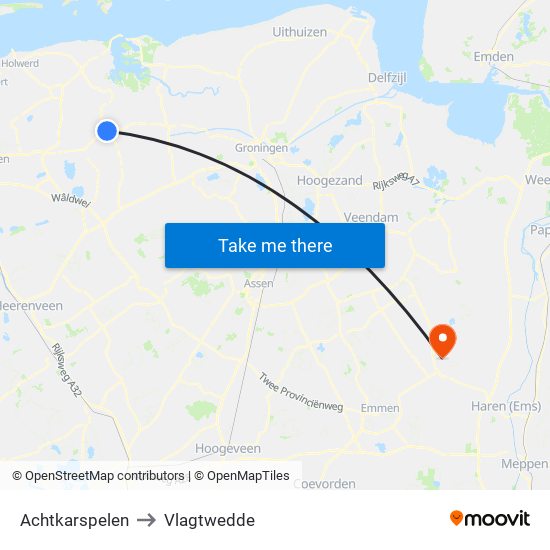 Achtkarspelen to Vlagtwedde map