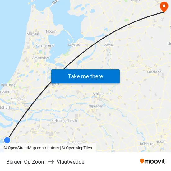Bergen Op Zoom to Vlagtwedde map
