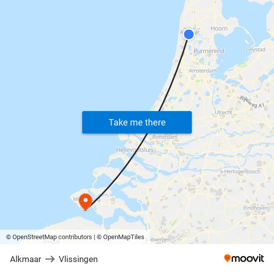 Alkmaar to Vlissingen map