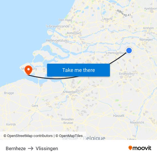 Bernheze to Vlissingen map