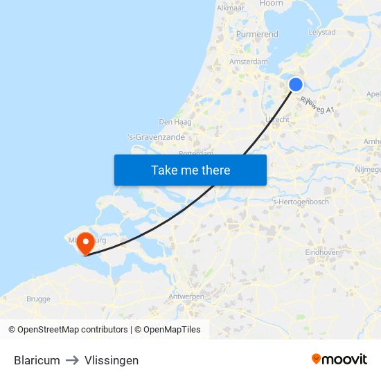 Blaricum to Vlissingen map