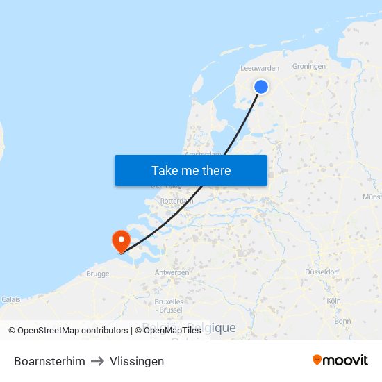 Boarnsterhim to Vlissingen map