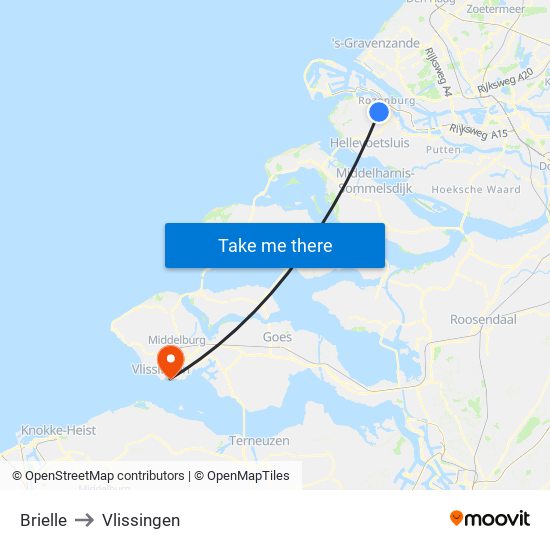 Brielle to Vlissingen map