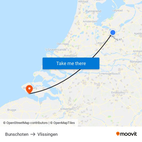 Bunschoten to Vlissingen map