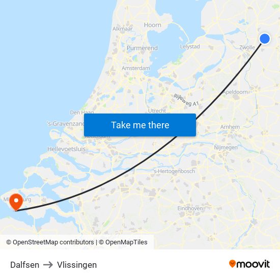 Dalfsen to Vlissingen map