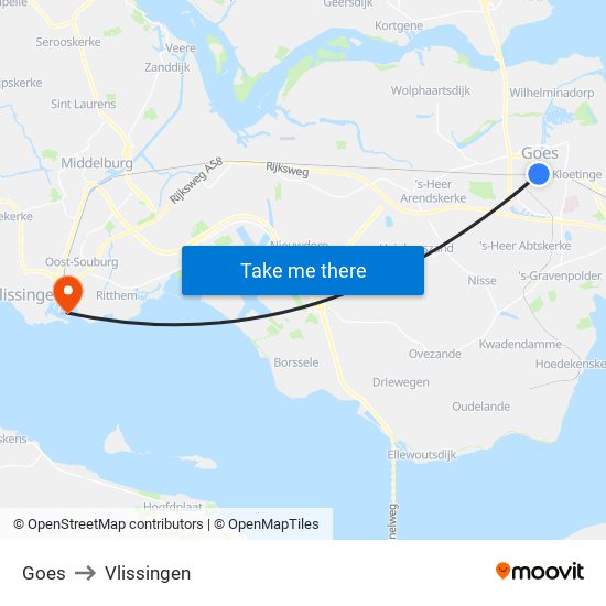 Goes to Vlissingen map