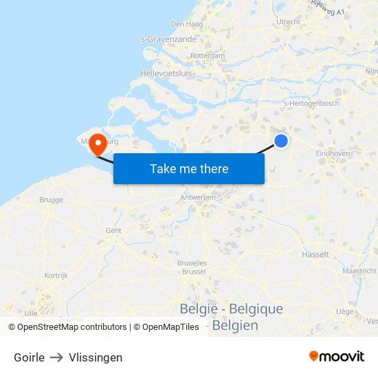 Goirle to Vlissingen map
