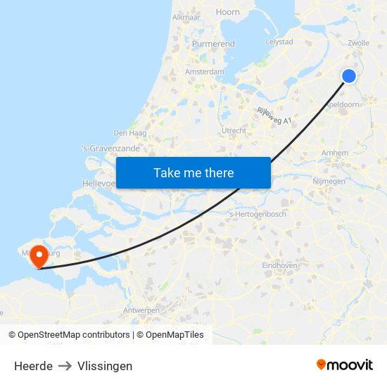 Heerde to Vlissingen map