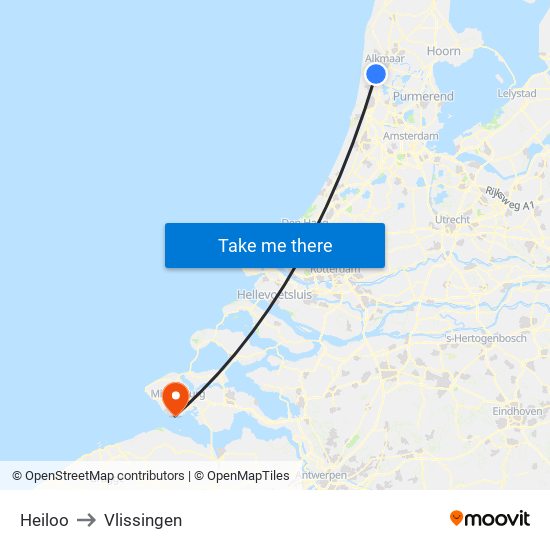 Heiloo to Vlissingen map