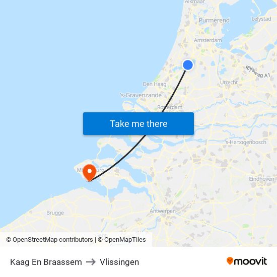 Kaag En Braassem to Vlissingen map