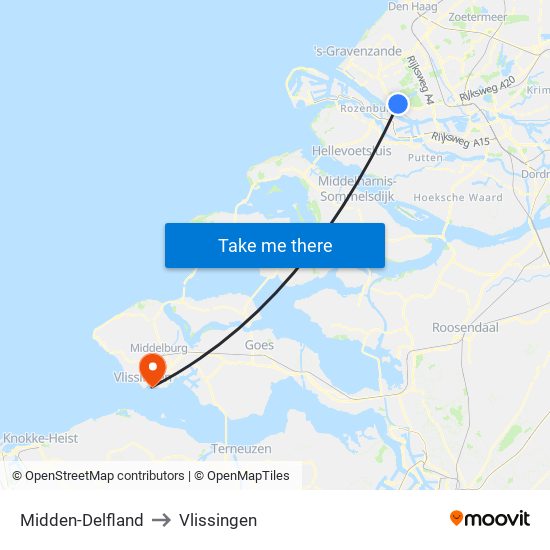 Midden-Delfland to Vlissingen map