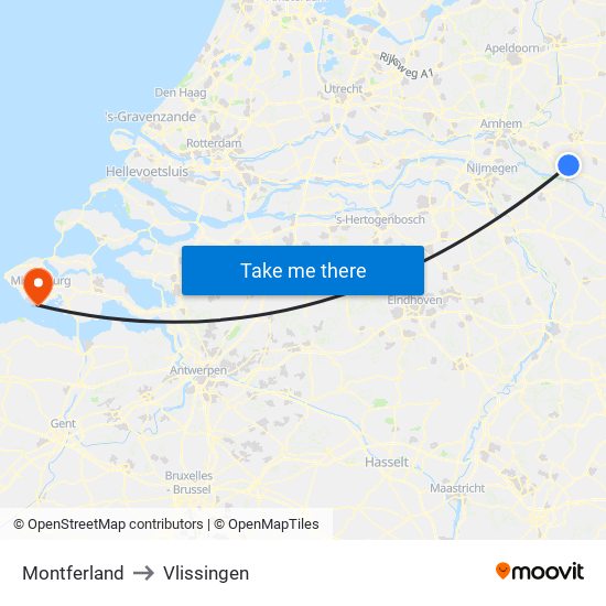Montferland to Vlissingen map