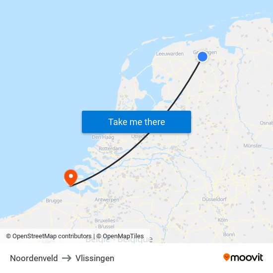 Noordenveld to Vlissingen map