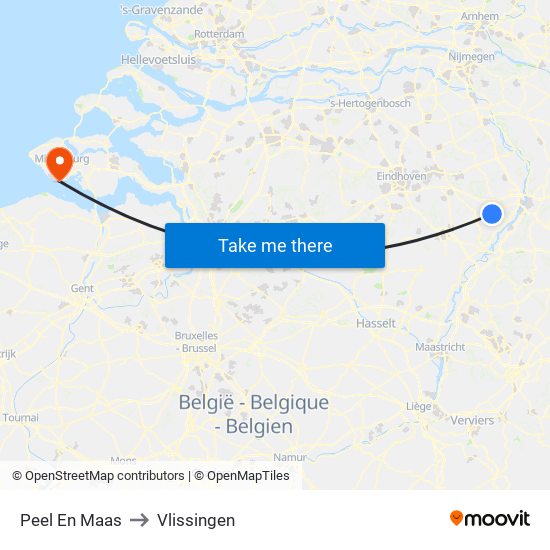 Peel En Maas to Vlissingen map