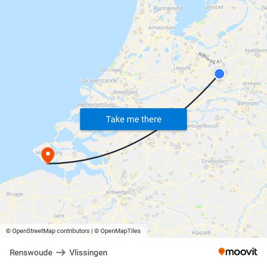 Renswoude to Vlissingen map