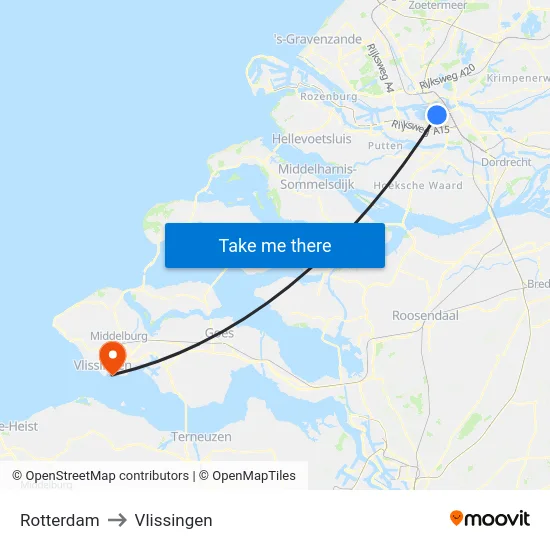 Rotterdam to Vlissingen map