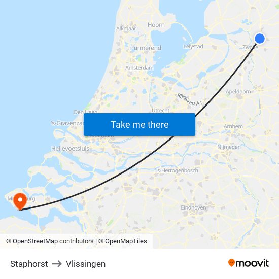 Staphorst to Vlissingen map