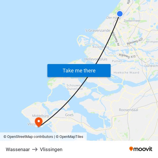 Wassenaar to Vlissingen map