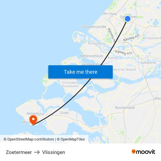 Zoetermeer to Vlissingen map