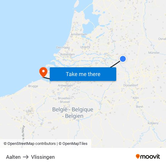 Aalten to Vlissingen map