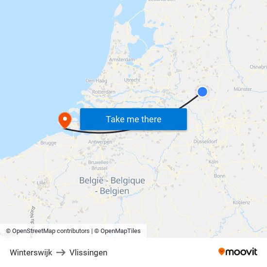 Winterswijk to Vlissingen map