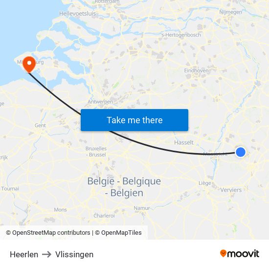 Heerlen to Vlissingen map